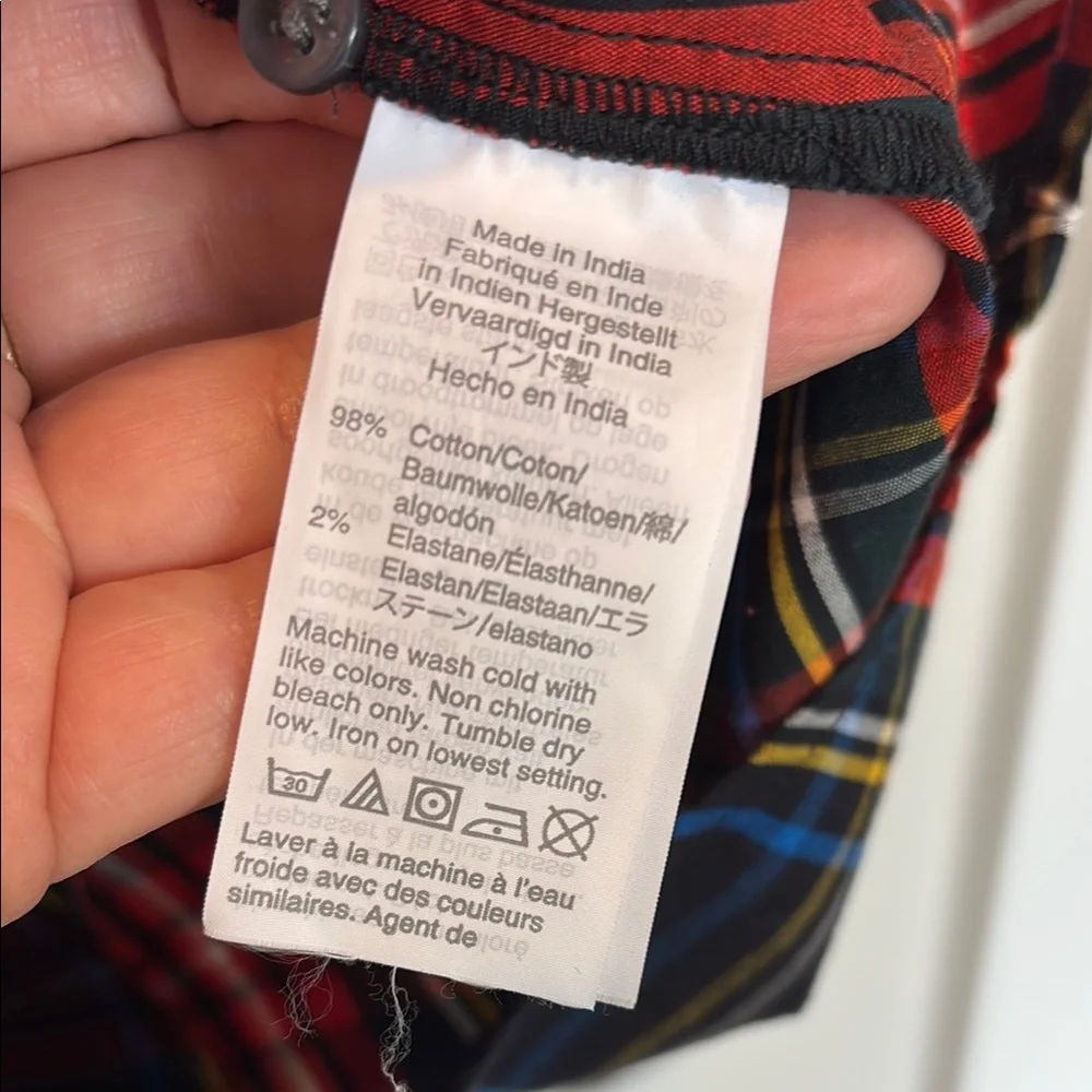 J. Crew Red and Blue Plaid Button Down Curvy Shirt - 14 - Picture 3 of 5